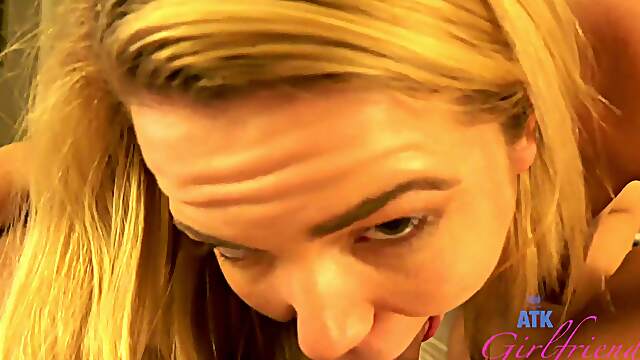 Cute blonde skips the foot job to feel the cock in her precious muff