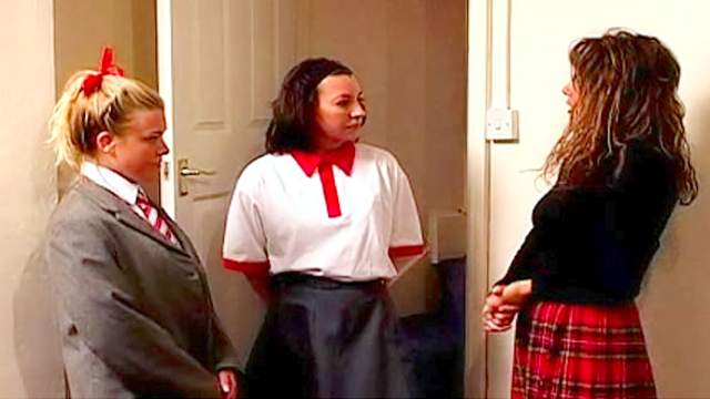 Naughty schoolgirls show up for punishment