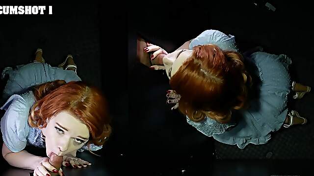 Ariel Darling gets her mouth filled with cum through a gloryhole.