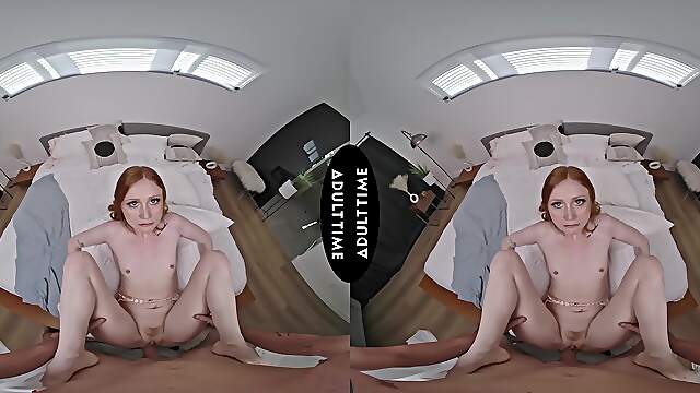 Redhead Scarlet Skies gets fucked in vr on the bed