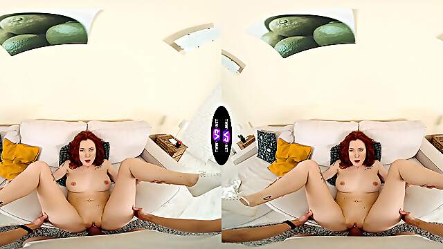 Redhead teen Cherry Candle rides cock and gets fucked hard in pov style