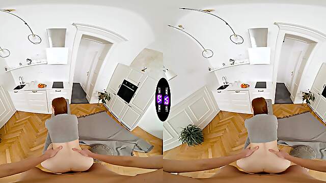 Pale teen with long hair rides cock in reverse cowgirl pov