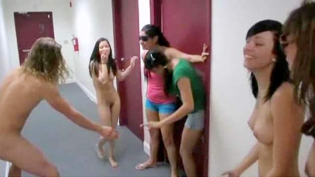 Naked college students fool around