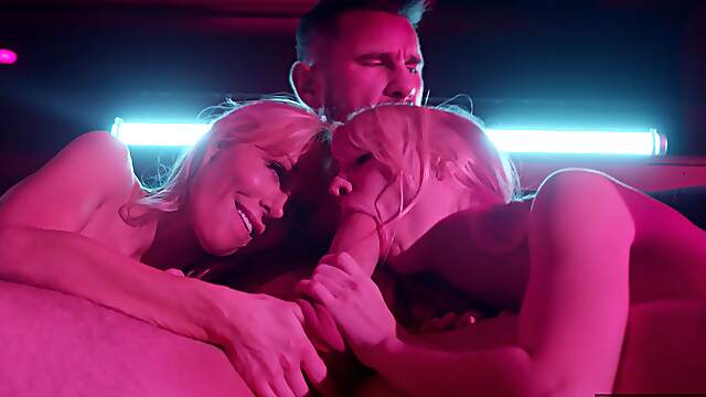 Manuel Ferrara fucked two hot babes in an intense threesome scene.