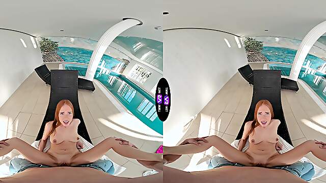 Redhead teen Holly Molly rides cock in steamy vr