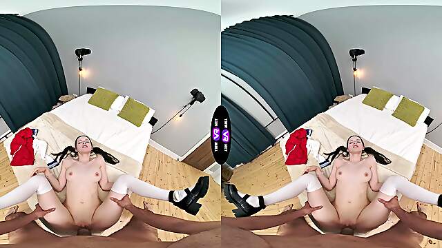 Gorgeous brunette Dakota Doll rides a big cock in vr