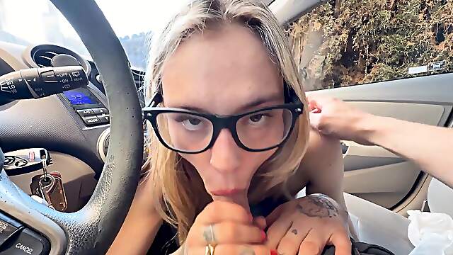 Blondie gets a deep-throat treat from the duo in passionate POV