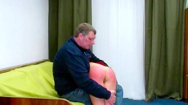 Over the knee spanking for bare ass