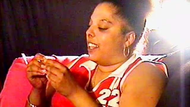 Chubby black girl is a sexy smoker