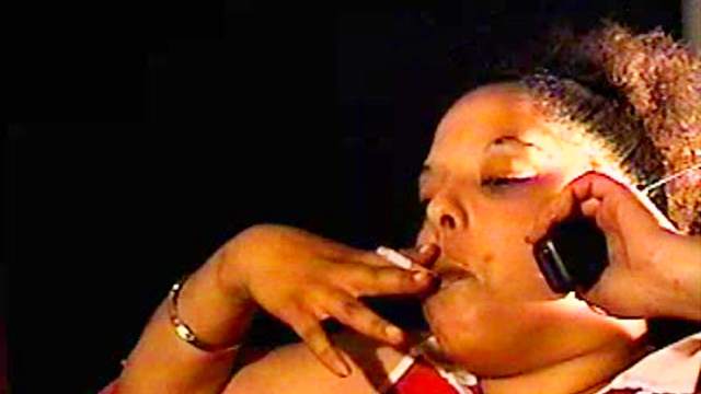 Chubby black girl is a sexy smoker