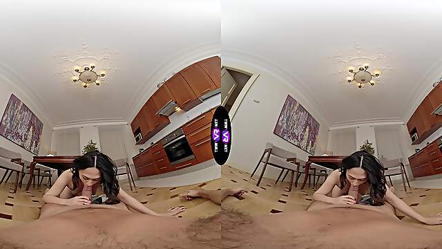 Teen Roxy in VR blows your mind with her tight bod and perfect suck