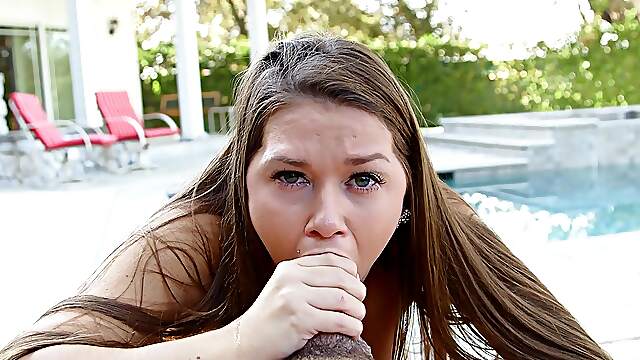 Long haired Abby cross teases with her luscious booty in a steamy POV scene