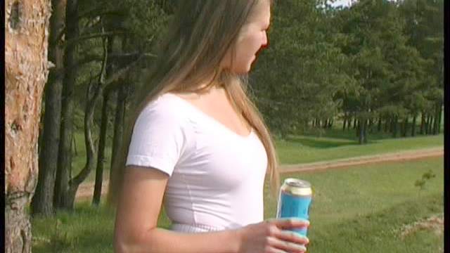 Outdoor smoking and pissing with teen