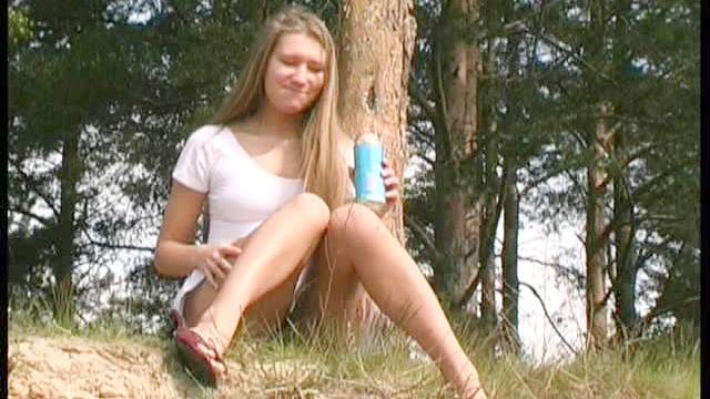 Outdoor smoking and pissing with teen