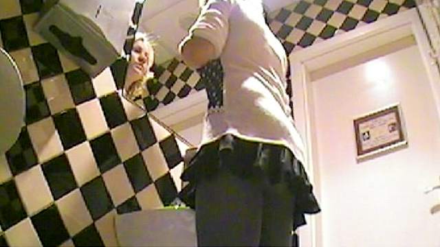 Hidden camera pee video in bathroom