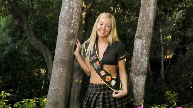 Aaliyah Love slutty costume in the woods