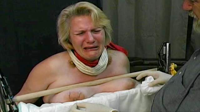 Fat girl cries during tit torture