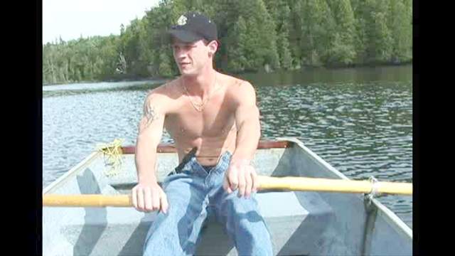 Solo gay boy with pierced nipple masturbates