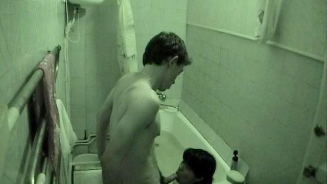 Hidden camera captures teen bathroom fuck