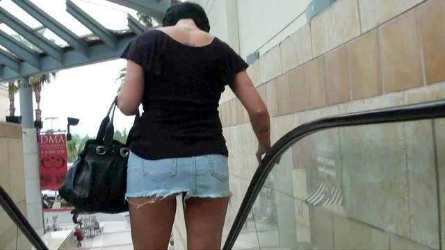 Follow chick in tiny skirt in public