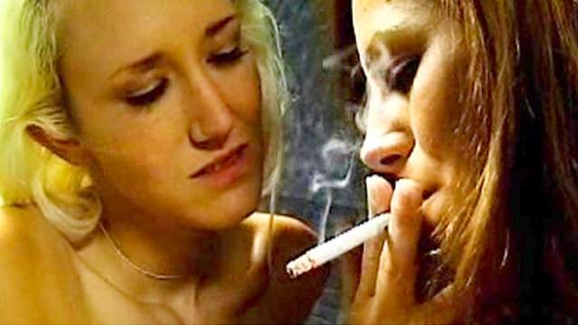 Cigarette, Fetish, Natural tits, Smoking, Stockings
