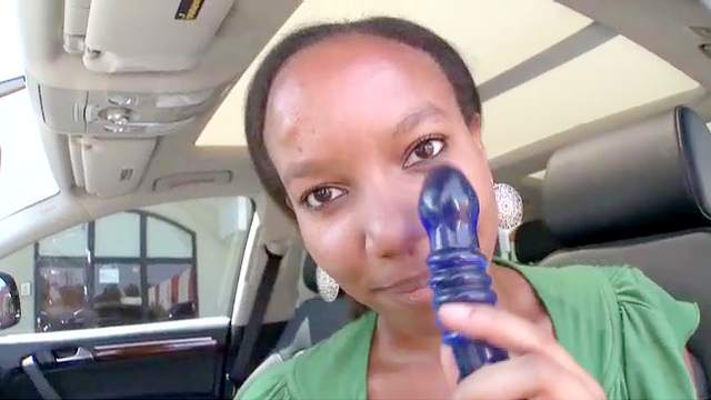 Black chick buys new dildo to toy her ass