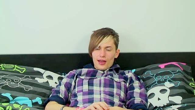 Emo twink in colorful undies masturbates