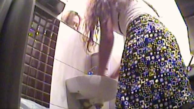 Upskirt and pissing in the public toilet