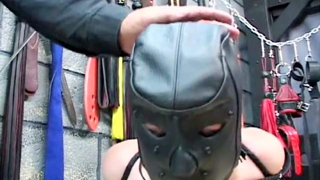 Sweet babe with with nice leather mask