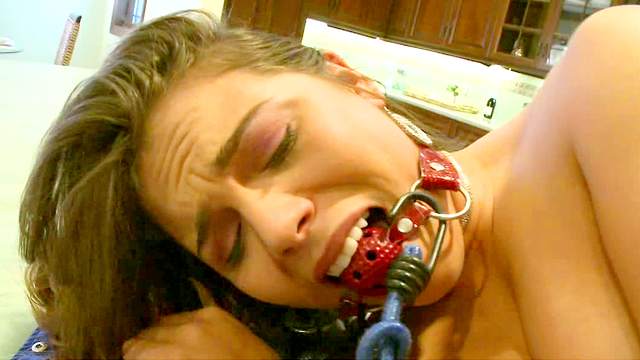 Slutty Izy Bella Blu being fucked in BDSM style