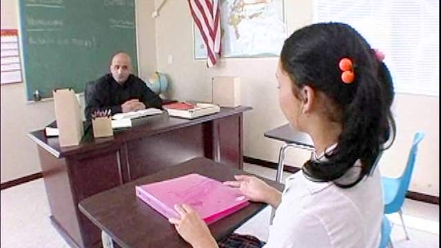 Sweet schoolgirl Jessica Valentino is fucking on the table