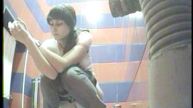 Cute teenager with nice face is peeing