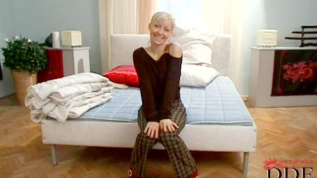 Slender blonde Maya tastes dick with smile